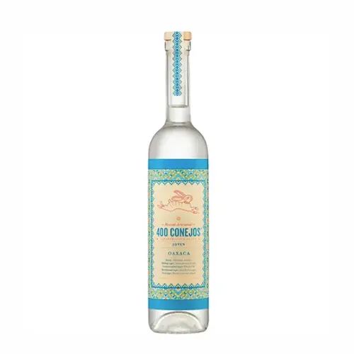 Bottle of 400 Conejos Joven mezcal from Oaxaca