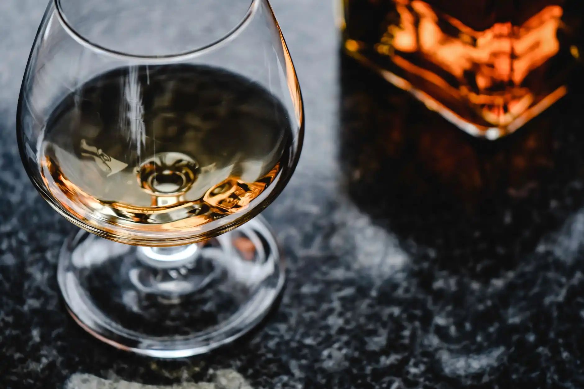 Close-up of a cognac snifter glass
