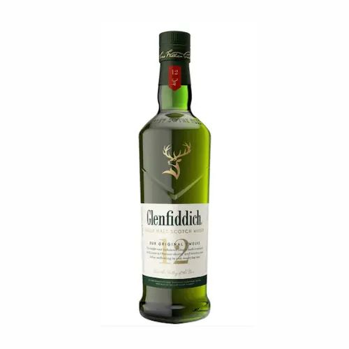 Bottle of Glenfiddich 12 Year single malt Scotch whisky